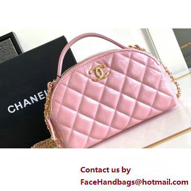 Chanel Calfskin & Gold-Tone Metal Chain Bowling Bag AP3586 Pink 2024 - Click Image to Close